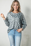 Leopard Animal Print Stitching Loose Long Sleeve Top