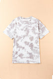 Black Tie-dye Round Neck Short Sleeve Top