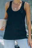 Green Scoop Neck Basic Solid Tank Top