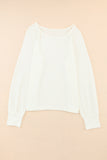 White Long Sleeve Cutout Shoulder Relaxed Sweater