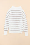 Cowl Neck Striped Print Drop Shoulder Sweater