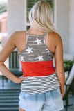 Multicolor American Flag Color Block Sleeveless Top