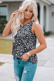 Green Leopard Print Crew Neck Tank Top