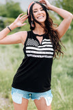 Green Cutout American Flag Print Tank Top