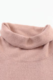 Khaki Color Block Turtle Neck Drop Shoulder Knit Sweater