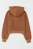 Brown Quarter Zip Kangaroo Pocket Hoodie