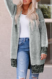 Pink Plaid Knitted Long Open Front Cardigan