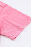 Pink Lace Patch Pocket Long Sleeve T-shirt