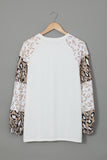 Beige Leopard Print Bubble Sleeve Top