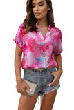 Pink Floral Print Notch Neck Sleeveless Top