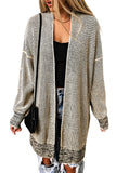 Pink Plaid Knitted Long Open Front Cardigan