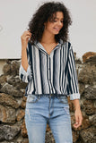 Black Brown Striped Modern Women Shirt