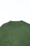 Green Front Pockets Buttons Textured Cardigan