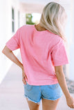 Pink Lace Patch Pocket Long Sleeve T-shirt